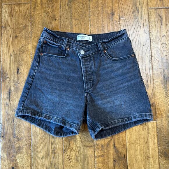 Abercrombie & Fitch Pants - Abercrombie & Fitch The Dad Shorts Womens 25/0 Black Denim Button Fly High Rise